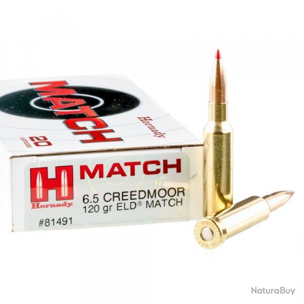 Cartouches HORNADY ELD MATCH - Cal: 6,5 CREEDMOOR - 120grs - boite de 20