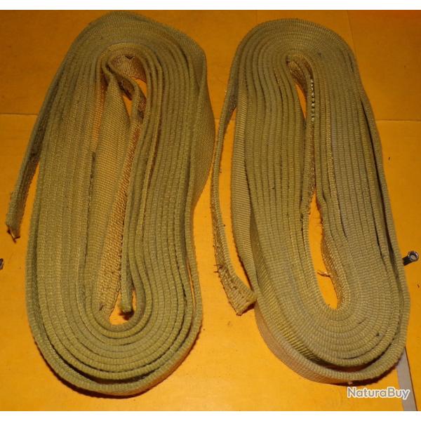 SANGLE DE PARACHUTE DE COULEUR JAUNE EN LOT DE 2 , LONGUEUR 5 METRES LARGEUR 2,5 CM ,BON  ETAT VOIR