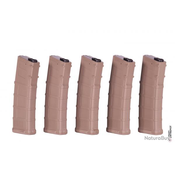 D-Day Boite de 5 Chargeurs M4 AEG Gen3 30/130 BBs (FDE)
