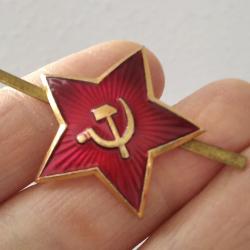 ÉTOILE ROUGE INSIGNE DE CHAPKA ÉMAILLÉ 3,0 cms ARMÉE SOVIÉTIQUE URSS CCCP