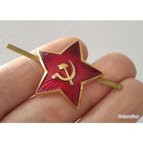 TOILE ROUGE INSIGNE DE CHAPKA MAILL 3,0 cms ARME SOVITIQUE URSS CCCP