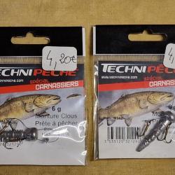 2x monture clou prête à pêcher Technipêche 6g H n°16 HILMAR SUPER DESTOCK !!!