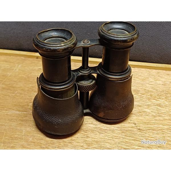 Trs ancienne paire de jumelles militaires d'officier type Galile - dbut XXme