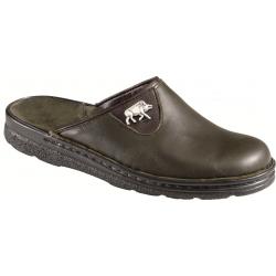 Chaussons en cuir vert Sanglier
