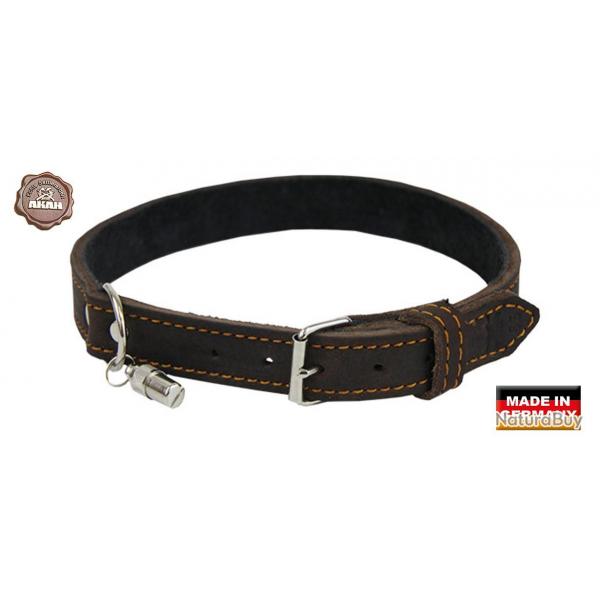 Collier AKAH pour chien en cuir huil brun fonc 55 cm
