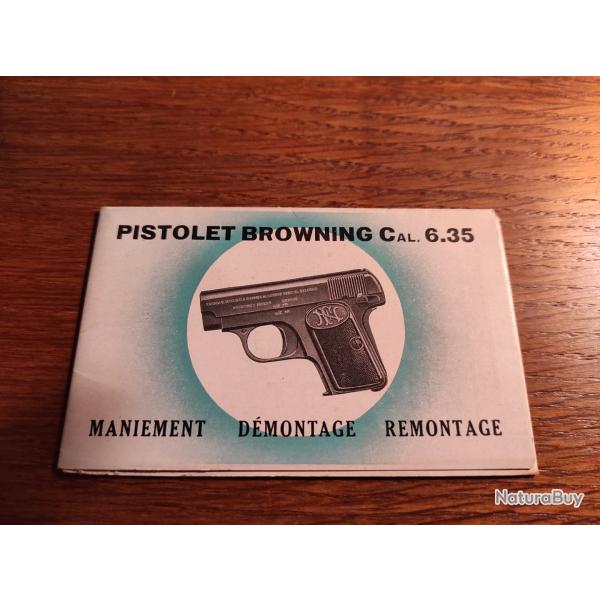 Notice utilisation dmontage remontage Okoriginale pistolet Browning cal 6.35 neuf