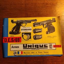 Notice catalogue publicité Armes Unique D.E.S 69