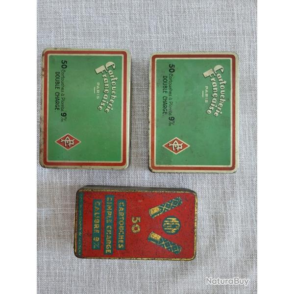 Lot de 3 boites anciennes 9mm