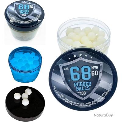Annonce billes paintball : 100 Billes caoutchouc silicone fluorescent (RUBBER-STEEL) .68
