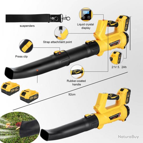 Souffleur Pro Sans Fil Batterie 6 Vitesses Makita 18V, Modele: 2 Batteries