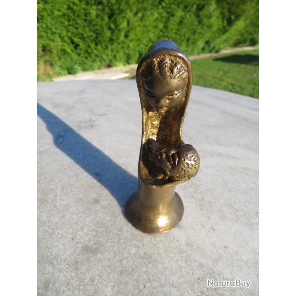 Art d'Afrique - Ancienne sculpture en bronze "Vierge a l'enfant" - TOGO (XX)