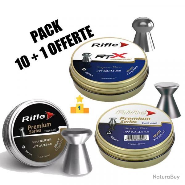 PACK 10 + 1 PLOMBS RIFLE PREMIUM 4.5mm x500