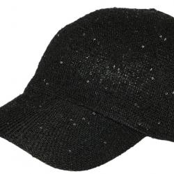 Casquette Femme Pailletée avec Sequins Noire Elegante Erlia Taille unique Noir