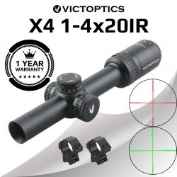 VictOptics X4 1-4x20 IR Lunette Tactique Compacte  Réticule VMD-2 5 Niveaux rouge/vert 1/2 MOA