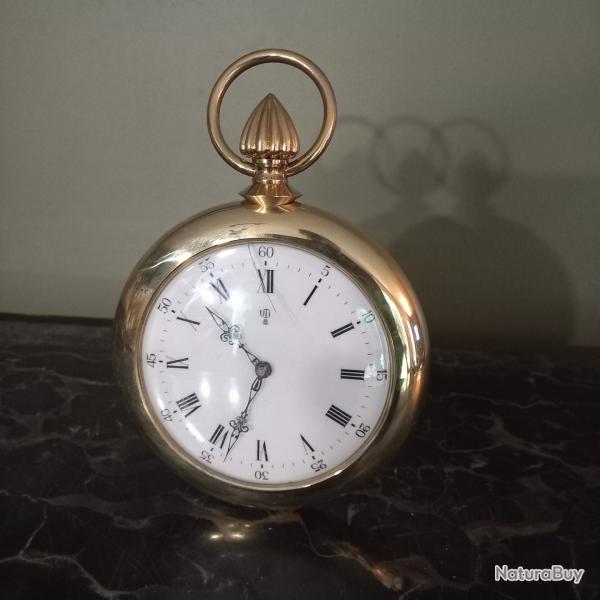 RARE  superbe grande horloge  poser UTI , 8 jours , gousset 1969