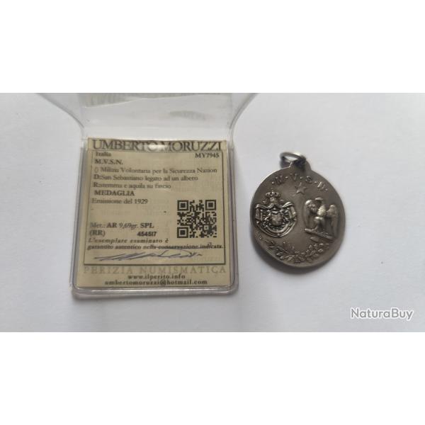 ITALIE. Trs rare mdaille des  MVSN date 1929. Chemises noires WW2///////