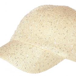 Casquette Femme Pailletée avec Sequins Beige Elegante Erlia Taille unique Beige