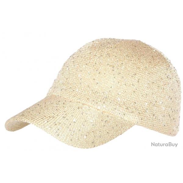 Casquette Femme Paillete avec Sequins Beige Elegante Erlia Taille unique Beige