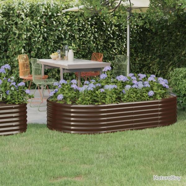 Lit surlev de jardin Acier enduit de poudre marron alsavelo