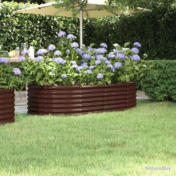 Lit surlev de jardin Acier enduit de poudre marron alsavelo