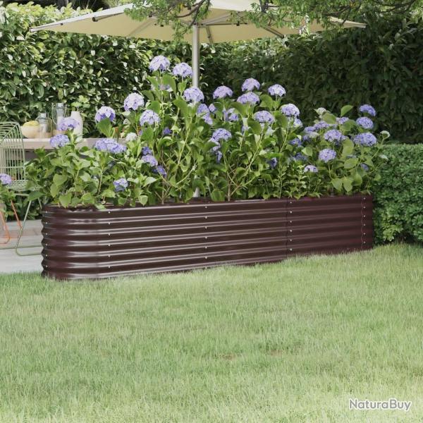 Lit surlev de jardin Acier enduit de poudre marron alsavelo