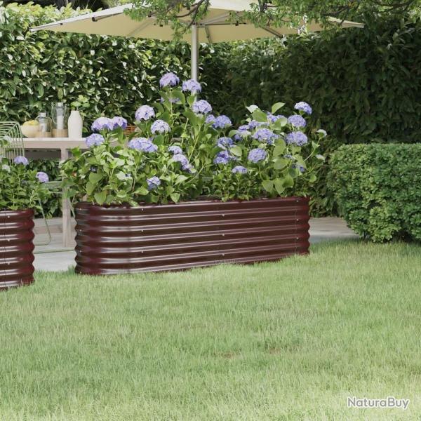 Lit surlev de jardin Acier enduit de poudre marron alsavelo