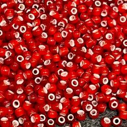 Perles indianistes 2,5mm, environ 500g type rocaille ancien stock Salvadori rouge intérieur blanc