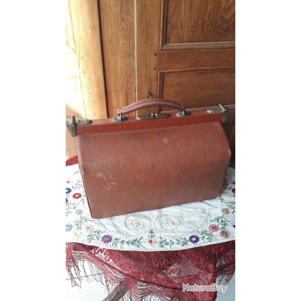 Ancien Bagage  Main Unisexe Vintage 30' Sacoche de Mdecin Objets du XXme Old Bag Rare