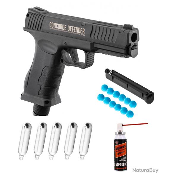 Pistolet Concorde Defender CD50 Calibre.50- 13 Joules + 2 Chargeurs + 12 Billes + 5 CO2 + Huile