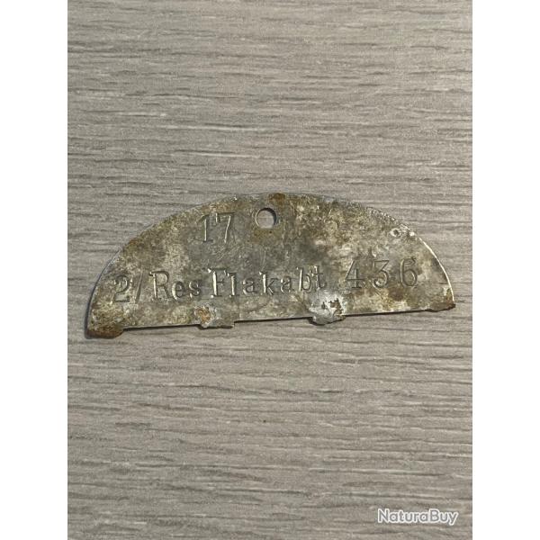 Plaque d'identit Reserve Flak Abteilung 436 (Luftwaffe