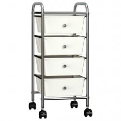 Chariot de rangement mobile à 4 tiroirs Blanc Plastique alsavelo