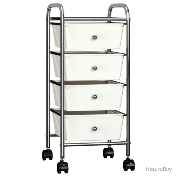 Chariot de rangement mobile  4 tiroirs Blanc Plastique alsavelo
