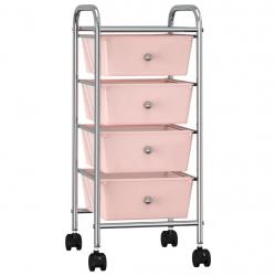 Chariot de rangement mobile à 4 tiroirs Rose Plastique alsavelo
