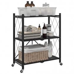 Étagère de rangement sur roulettes noir 71x34x88 cm acier alsavelo