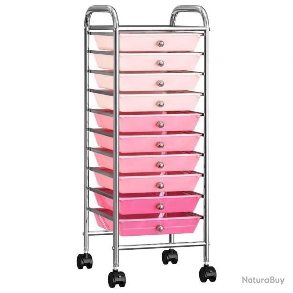 Chariot de rangement mobile  10 tiroirs Ombre Rose Plastique alsavelo