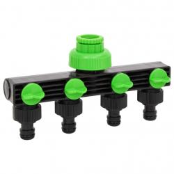 Adaptateur de robinet à 4 voies vert/noir 19,5x6x11 cm ABS & PP alsavelo