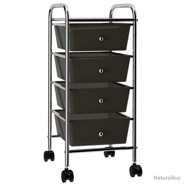 Chariot de rangement mobile  4 tiroirs Noir Plastique alsavelo