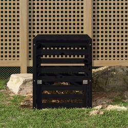 Composteur Noir 63,5x63,5x77,5 cm Bois massif de pin alsavelo