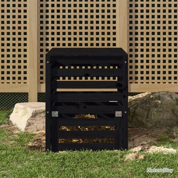 Composteur Noir 63,5x63,5x77,5 cm Bois massif de pin alsavelo