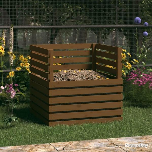 Composteur Marron miel 80x80x78 cm Bois massif de pin alsavelo