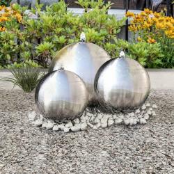 3 pcs Sphères de fontaine de jardin avec LED Acier inoxydable alsavelo