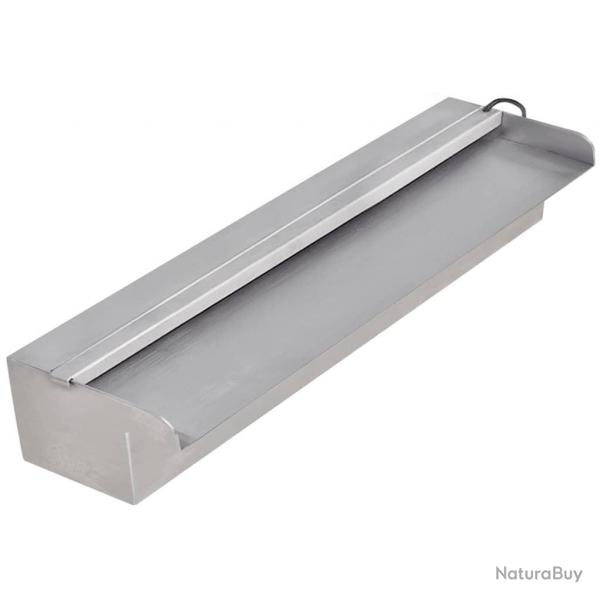 Lame d'eau rectangulaire  LED 45 cm en acier inoxydable pour piscine alsavelo