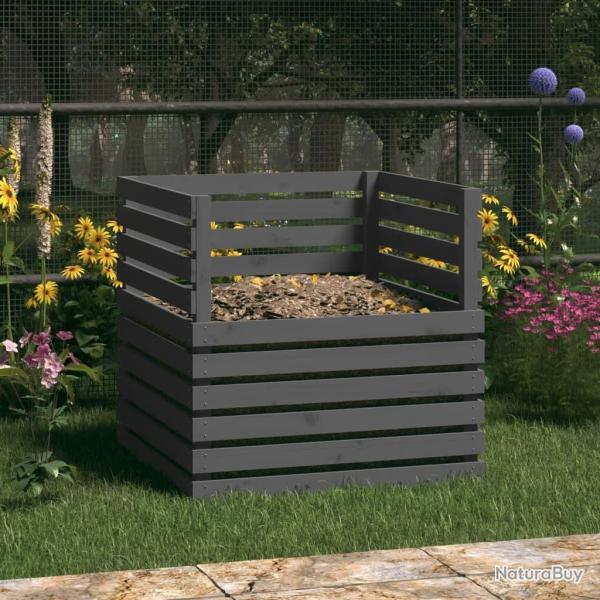 Composteur Gris 80x80x78 cm Bois massif de pin alsavelo