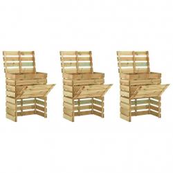 Composteur de jardin à lattes 3 pcs 80x50x100 cm Pin imprégné alsavelo