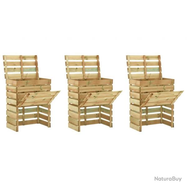 Composteur de jardin  lattes 3 pcs 80x50x100 cm Pin imprgn alsavelo