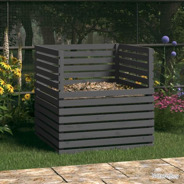 Composteur Gris 100x100x102 cm Bois massif de pin alsavelo