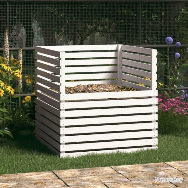 Composteur Blanc 100x100x102 cm Bois massif de pin alsavelo