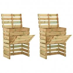 Composteur de jardin à lattes 2 pcs 80x50x100 cm Pin imprégné alsavelo