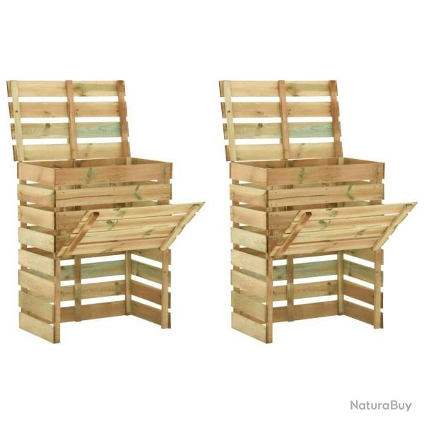Composteur de jardin  lattes 2 pcs 80x50x100 cm Pin imprgn alsavelo