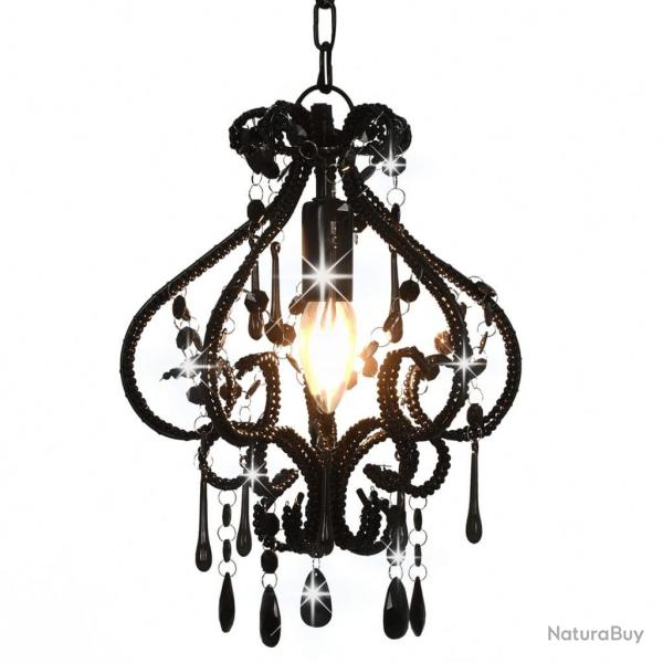Plafonnier avec perles Noir Rond E14 alsavelo